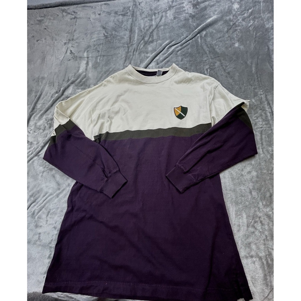 Cape Isle Knitters Long Sleeve Rugby Shirt XL Colorblock Crest Patch  READ